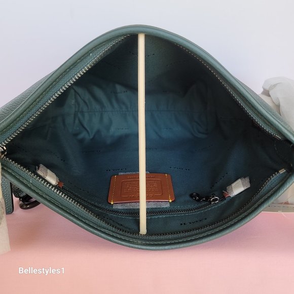 COACH Small Dufflette “C” Charm Polished Pebbled Leather Crossbody- Forest Color - Picture 13 of 16